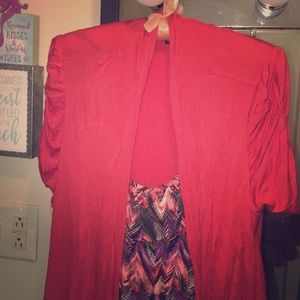 🍊XL Orange Cardigan with Ruffled Top